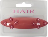 Haarspeld 9.5cm Ovaal met Bloemetjes en Parel - Brique