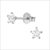 Aramat jewels ® - Zilveren zirkonia oorbellen ster transparant 4mm