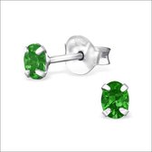 Aramat jewels ® - Zilveren zirkonia oorbellen ovaal medium groen 3x4mm