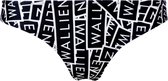 WALLIEN - Dames Bikini Broekje - Black and White Logo Stack - Zwart