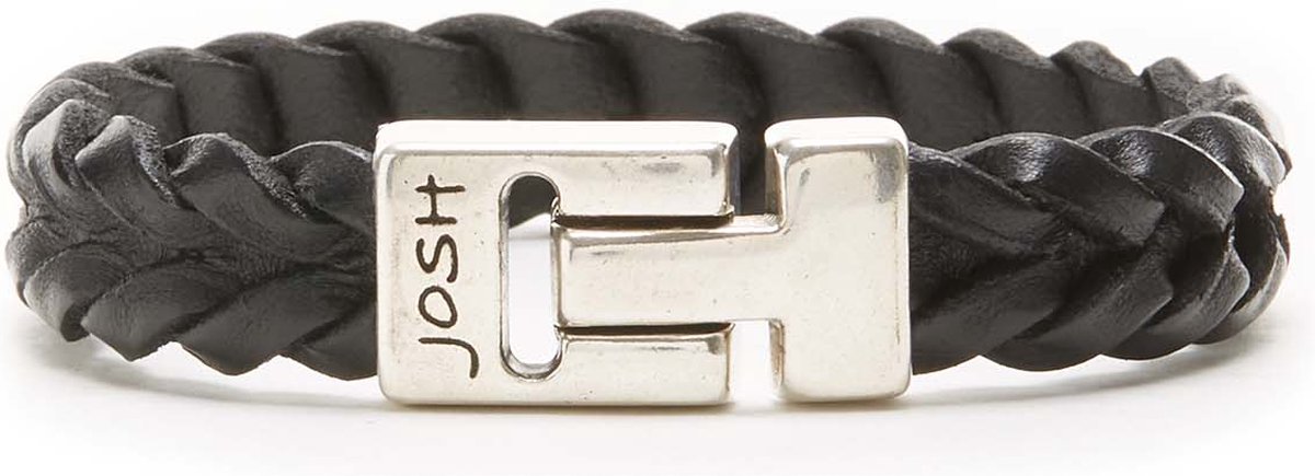 Josh Heren Armband Leer;Metaal - ZilverkleurigZwart