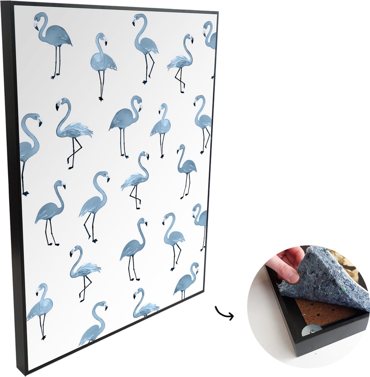 Akoestische Panelen - Geluidsisolatie - Akoestisch Wandpaneel - Wanddecoratie - Schilderij - 100x150 cm - Blauw - Flamingo - Patroon - Geluidsdemper - Isolatie platen - Studio Schuim