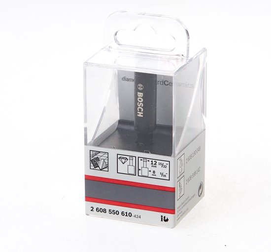 Bosch diamantboor voor hard keramiek, 12 mm. Zwart met rode band.