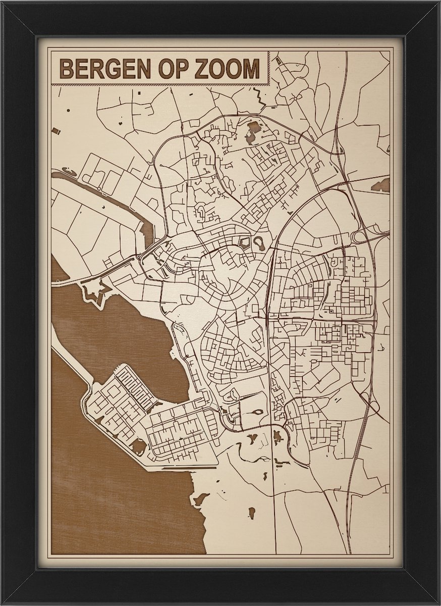 Decoratief Beeld - Houten Van Bergen Op Zoom - Hout - Bekroned - Bruin - 21 X 30 Cm