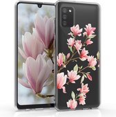 kwmobile telefoonhoesje voor Samsung Galaxy A02s - Hoesje voor smartphone in poederroze / wit / transparant - Magnolia design