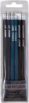 potloden HB 18,8 cm blauw/zwart hout 6 stuks