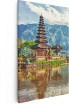 Artaza Canvas Schilderij Pura Tempel in Bali op het meer Beratan - 40x60 - Poster Foto op Canvas - Canvas Print