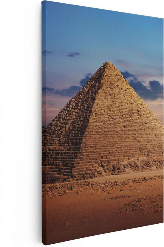 Artaza Canvas Schilderij Egyptische Piramides in de Woestijn - 20x30 - Klein - Foto Op Canvas - Canvas Print