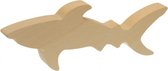 knutseldier haai junior 16 cm hout bruin
