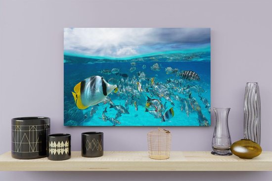 Artaza Peinture sur Toile Nuée de Pêche Jaunes dans l' Water - 30x20 - Klein - Tableau sur Toile - Impression sur Toile