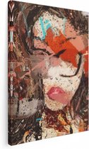 Artaza Canvas Schilderij Abstracte Kunst van een Meisje - Vrouw - 60x80 - Foto Op Canvas - Canvas Print