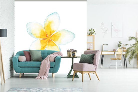 Papier peint photo peint vinyle - Illustration aquarelle fleur tropicale largeur 260 cm x hauteur 260 cm - Tirage photo sur papier peint (disponible en 7 tailles)