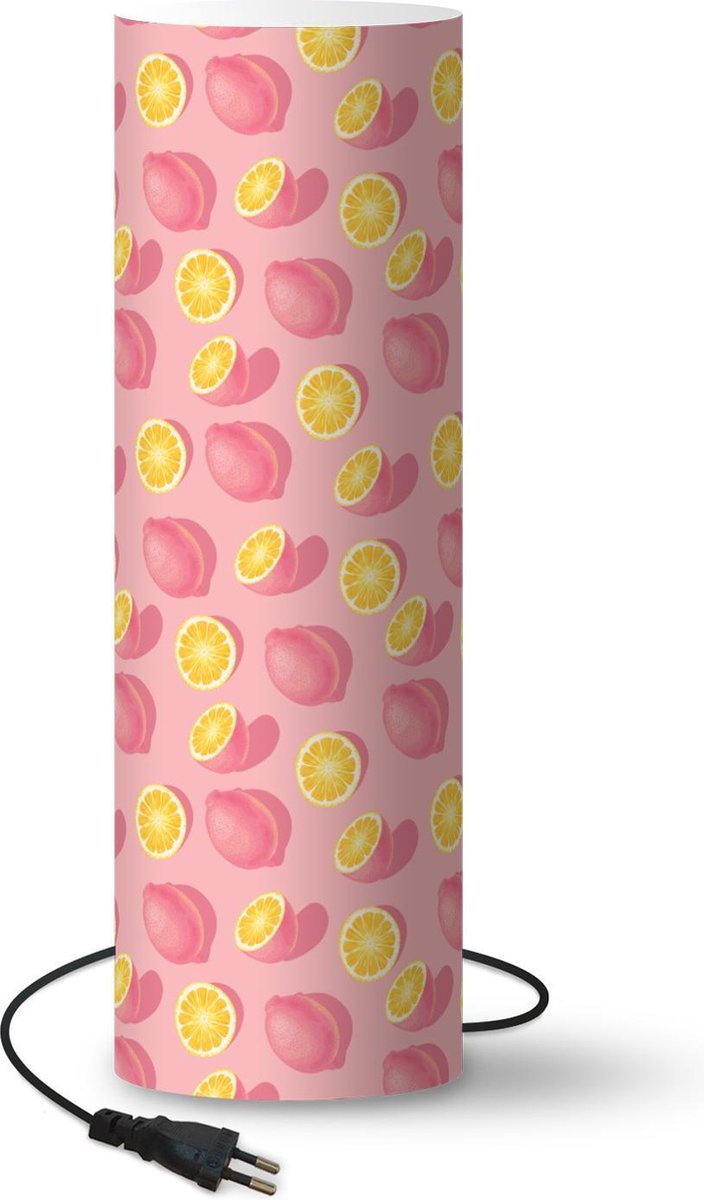 Lamp - Nachtlampje - Tafellamp slaapkamer - Zomer - Citroen - Roze - 50 cm hoog - Ø15.9 cm - Inclusief LED lamp
