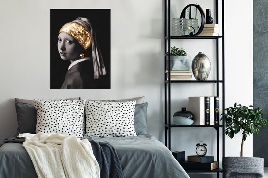 Affiche Fille avec une boucle d'oreille en perle - Vermeer - Or - 60x80 cm