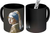 Magische Mok - Foto op Warmte Mokken - Koffiemok - Meisje met de parel - Vermeer - Bril - Magic Mok - Beker - 350 ML - Theemok