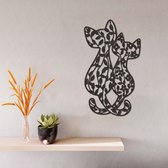 Geometrische Wanddecoratie - Katten - Hout - Wall Art - Muurdecoratie - Zwart - 49 x 28.5 cm