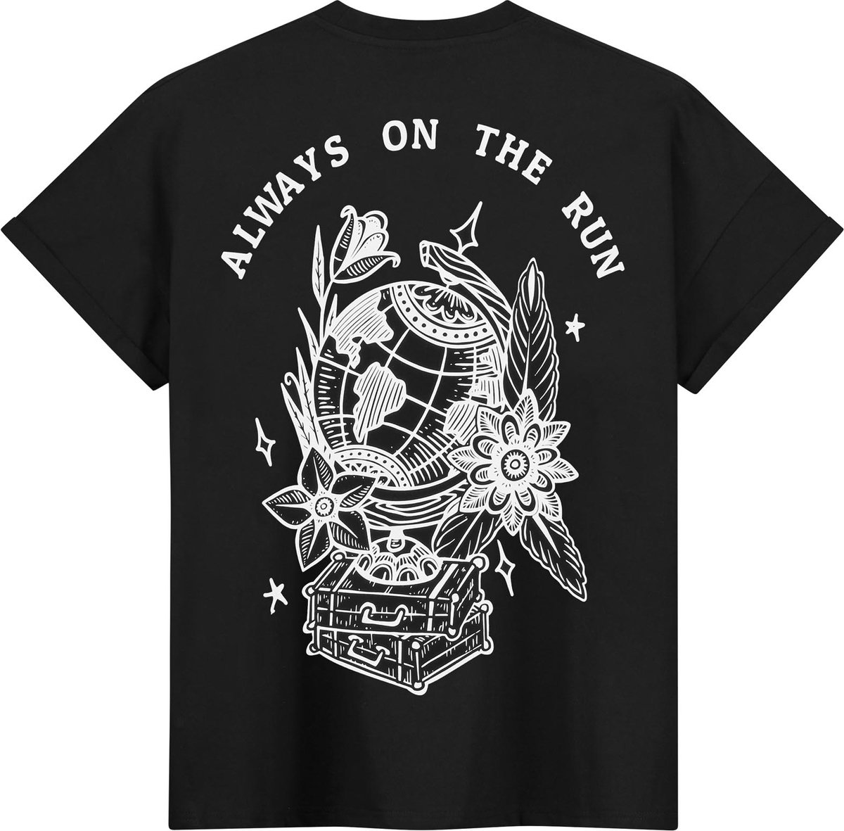 Always On The Run - Oversized - Zwart T-shirt