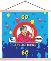 Porte-affiche avec affiche - Affiche scolaire - Anniversaire - Femme - 60 ans - Anniversaire - 120x120 cm - Lattes vierges