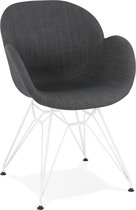 Alterego Moderne stoel 'ATOL' van donkergrijze stof met verchroomd metalen voeten