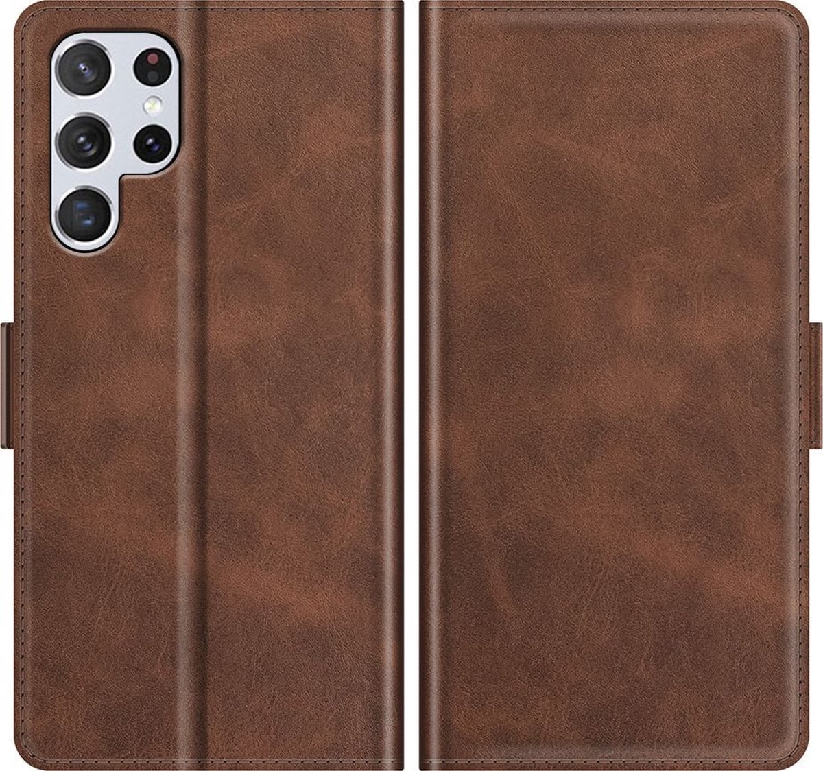 Mobigear Telefoonhoesje geschikt voor Samsung Galaxy S22 Ultra Hoesje | Mobigear Slim Magnet Bookcase Portemonnee | Pasjeshouder voor 3 Pasjes | Telefoonhoesje voor Pinpas / OV Kaart / Rijbewijs - Bruin