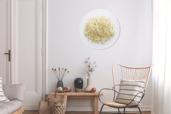 WallCircle - Cercle mural - Cercle mural - Un tas de germes de soja sur une surface blanche - Aluminium - Dibond - ⌀ 60 cm - Intérieur et Extérieur