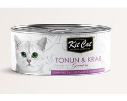 Kit Cat Tonijn & Krab 24x80gram - Graanvrij - Kattenvoer Natvoer - Kattenblikjes