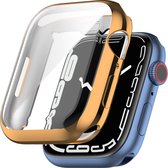 YONO Full Cover Bumper geschikt voor Apple Watch Series 7 / 8 / 9 (45 mm) - Screen Protector Hoesje iWatch - Rose Goud