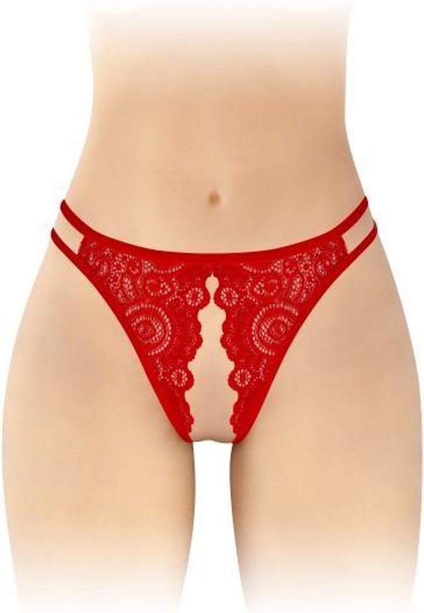 Fashion Secret Annette - Erotische Slip - Open Kruis - Rood - One Size