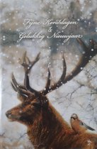 Rien Poortvliet Kerstkaart - 8 Dubbele Kerstkaarten met 8 enveloppen Fijne kerstdagen en een gelukkig nieuwjaar  - Edelhert
