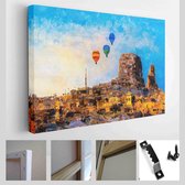 Olieverfschilderij - Luchtballon in Cappadocia, Turkije - Moderne kunst canvas - Horizontaal - 1796757784