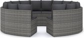 Decoways - 8-delige Loungeset met kussens poly rattan grijs