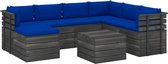 Decoways - 8-delige Loungeset pallet met kussens massief grenenhout