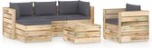 Decoways - 6-delige Loungeset met kussens groen geïmpregneerd hout