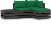 Decoways - 4-delige Loungeset met kussens grijs geïmpregneerd hout