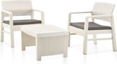 Decoways - 3-delige Loungeset kunststof wit