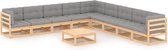 Decoways - 10-delige Loungeset met kussens massief grenenhout