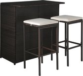 Decoways - 3-delige Bistroset met kussens poly rattan bruin