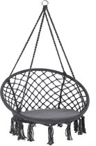 Detex Hangstoel rond met franjes grijs Ø61cm