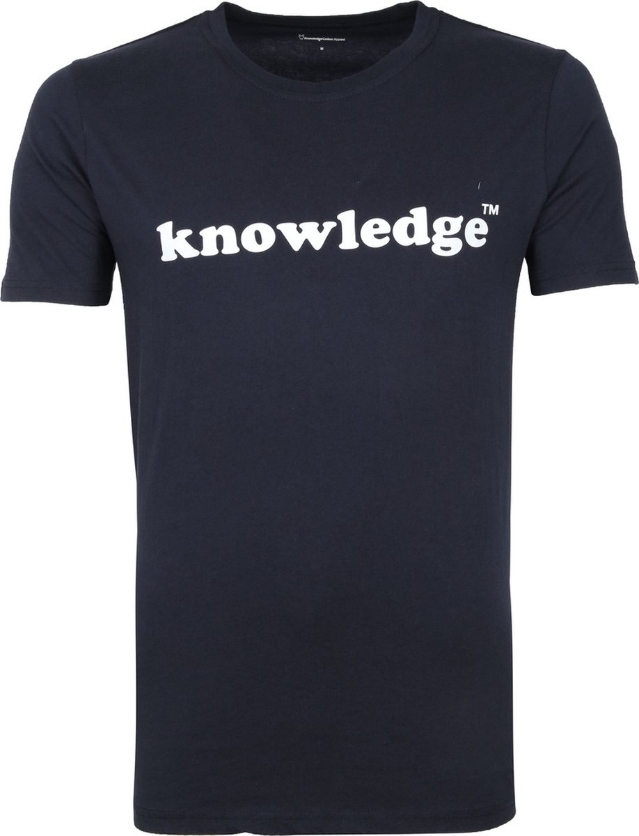 KnowledgeCotton Apparel - T-shirt Navy - Maat XL - Modern-fit