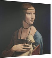 De dame met de hermelijn, Leonardo da Vinci - Foto op Dibond - 80 x 80 cm