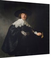 Portret van Marten Soolmans, Rembrandt van Rijn - Foto op Dibond - 80 x 80 cm