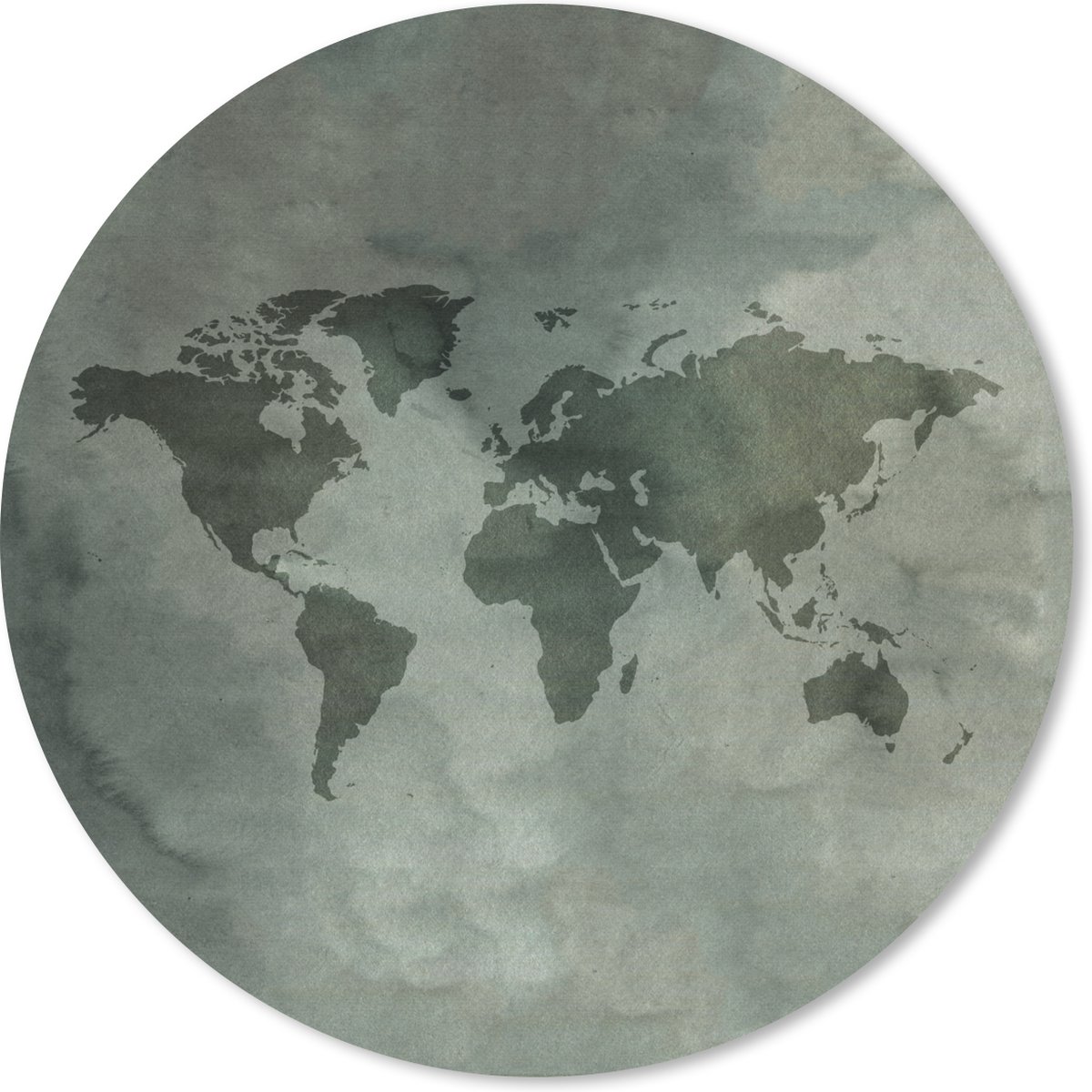 Muismat rond 30x30 cm - Mousepad Wereldkaart - Grijs - Simpel - Ronde muismatten