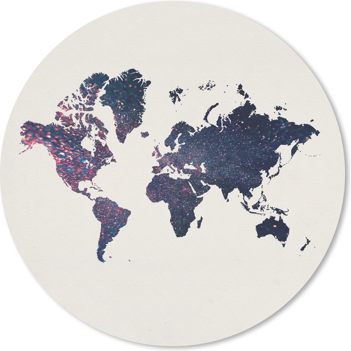 Muismat rond 30x30 cm - Mousepad Wereldkaart - Roze - Glitter - Ronde muismatten
