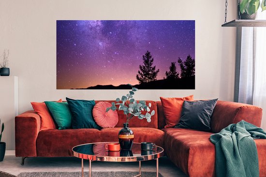 Poster Paarse Melkweg boven een berggebied - 160x80 cm