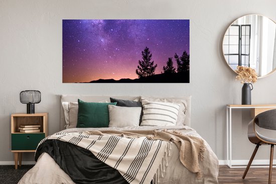 Poster Paarse Melkweg boven een berggebied - 160x80 cm