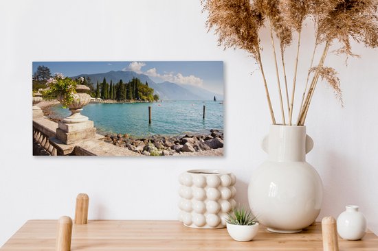 Tableau sur Toile Lac de Garde - Côte - Water - 40x20 cm - Décoration murale