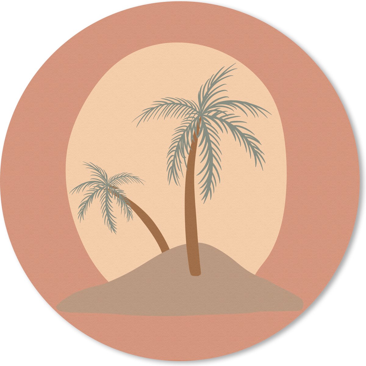 Muismat rond 20x20 cm - Mousepad Palmboom - Zon - Pastel - Zomer - Ronde muismatten