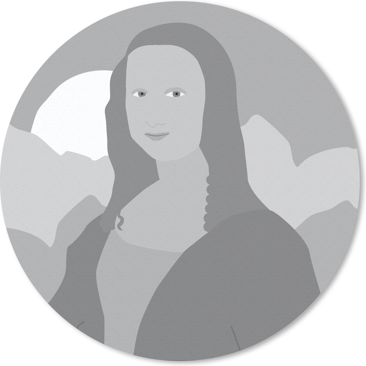 Muismat rond 30x30 cm - Mousepad Mona Lisa - Zon - Zwart - Wit - Ronde muismatten