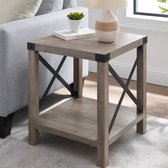 Nancy's Morristown Barn Door Side Table - Modern - Grijs Gewassen, Rustiek Eiken, Wit Eiken - Hout - 55,88 cm x 45,72 cm x 45,72 cm