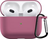 Airpods 3 Hoesje Siliconen Case Met Clip Geschikt Voor Apple AirPods 3 Case Hoesje - Oud Roze